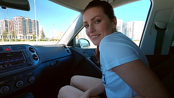 A POV blowjob in the car with a fetishist MILF