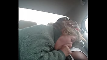 Naughty white person indulging in oral sex in a rough manner