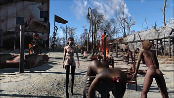 性感的棕发少女在Fallout 4中的极端BDSM角色扮演