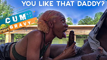 A young Jamaican girl gives a blowjob to a man in Florida and receives cum in her mouth