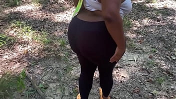 Handsome man encounters a lost curvy woman with a big butt in the woods and has sex with her