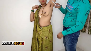 Desi bhabhi kisses the brush son-in-law's tongue with the addition of touches his wife's breasts