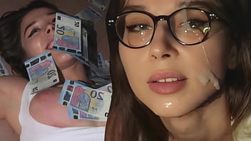 Amateur college girl tries extreme money for ejaculation challenge