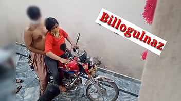 Village babe gets doggy style on a bike by her lover