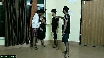 Indian lassie gets gangbanged by three guys at her boyfriend's place!