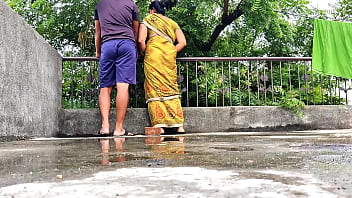 Sensual Indian couple enjoys homemade doggystyle on the roof