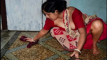 Desi housewife's absence leads to erotic encounter with busty maid