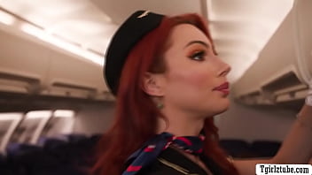 A flight attendant engages anent a trine about duo passengers on a aircraft