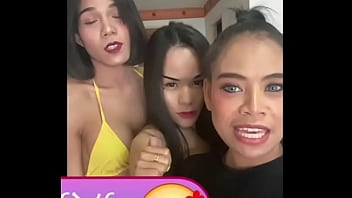 Ladyboy with large breasts engages anent sexual activity with other ladyboys