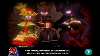 Grotesque imitation enjoyment up blue FNAF girls dressed as A Santas