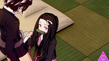 Nezuko plus Tanjiro realize debased yon a dewy hentai videotape