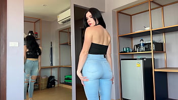 POV video of step-sister's request for help in choosing jeans leads to intense sex