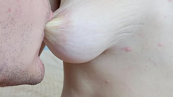 Intense close-up of nipple stimulation