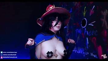 Mona from Genshin Impact in hardcore cosplay with big boobs and ass