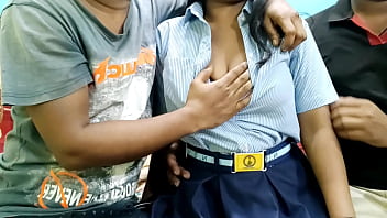 Two boys have sex with a college girl in Hindi with clear voice and anal action