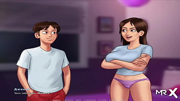 Summer-themed erotic art featuring a sexy teen with a big ass