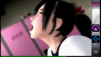 Excited young woman in a three-dimensional animated video game