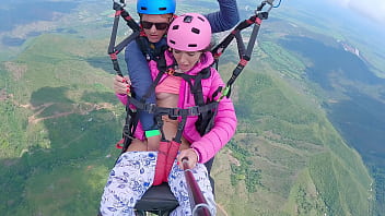 Paragliding adventure with a skinny and wet pussy