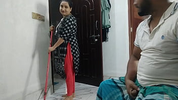 Desi couple gets turned on by maid's revealing outfit