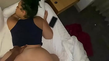 Sexy black girl takes a load on her shaved pussy