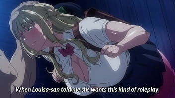 Sexy blonde with large breasts in erotic anime