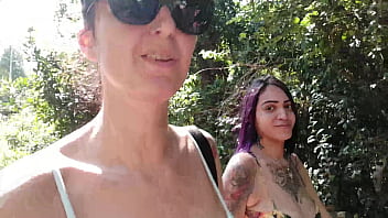 Interracial couple enjoys outdoor sex on naturist beach