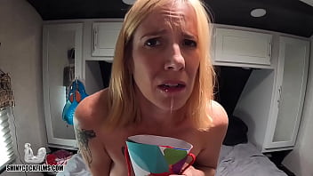 Stepmother's birthday gift leads to a wild sex session with a cum shot