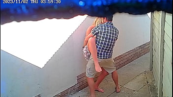 A couple caught on camera having sex outside a public restaurant