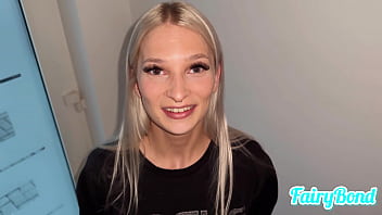 Petite blonde delivers pizza in POV anal video